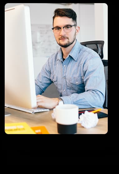 Professional developer working at desk